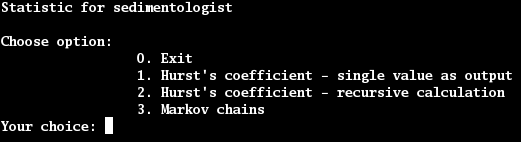 úvodná obrazovka programu Sedistat